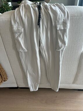 ALLWEAR Organic Cotton Casual Light Gray Cargo Pants with Drawstring Waist